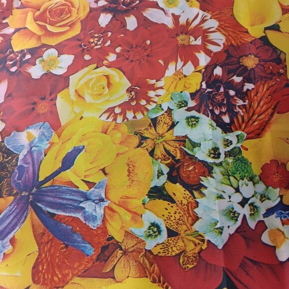 Floral Print Fabric Colorful Bright Red Yellow Purple Woven Non Stretch 3 Yards - Picture 5 of 9